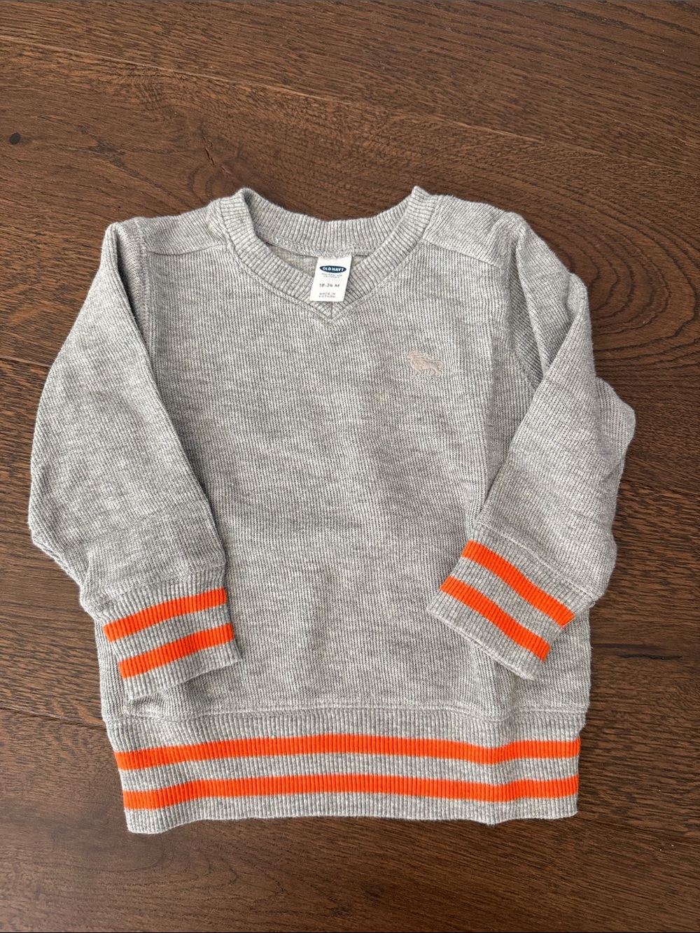 18-24 mo - Old Navy Gray Sweater with Bright Orange Stripes